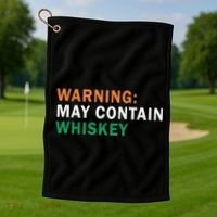 Warning May Contain Whiskey Golf Towel thumb 1