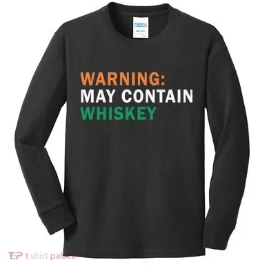 Warning May Contain Whiskey Kids Long Sleeve Shirt