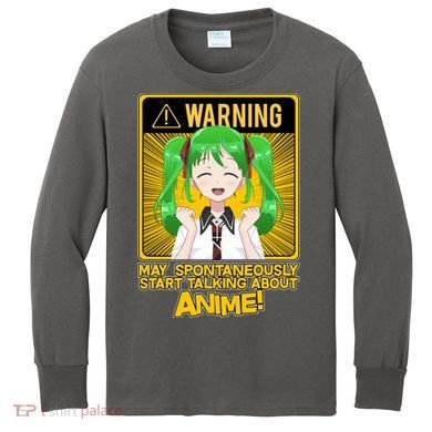 Warning May Spontaneously Start Talking About Anime Kids Long Sleeve Shirt