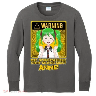 Warning May Spontaneously Start Talking About Anime Kids Long Sleeve Shirt
