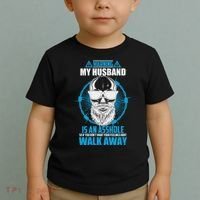 Warning My Husband Is An Asshole Walk Away Toddler T-Shirt thumb 2