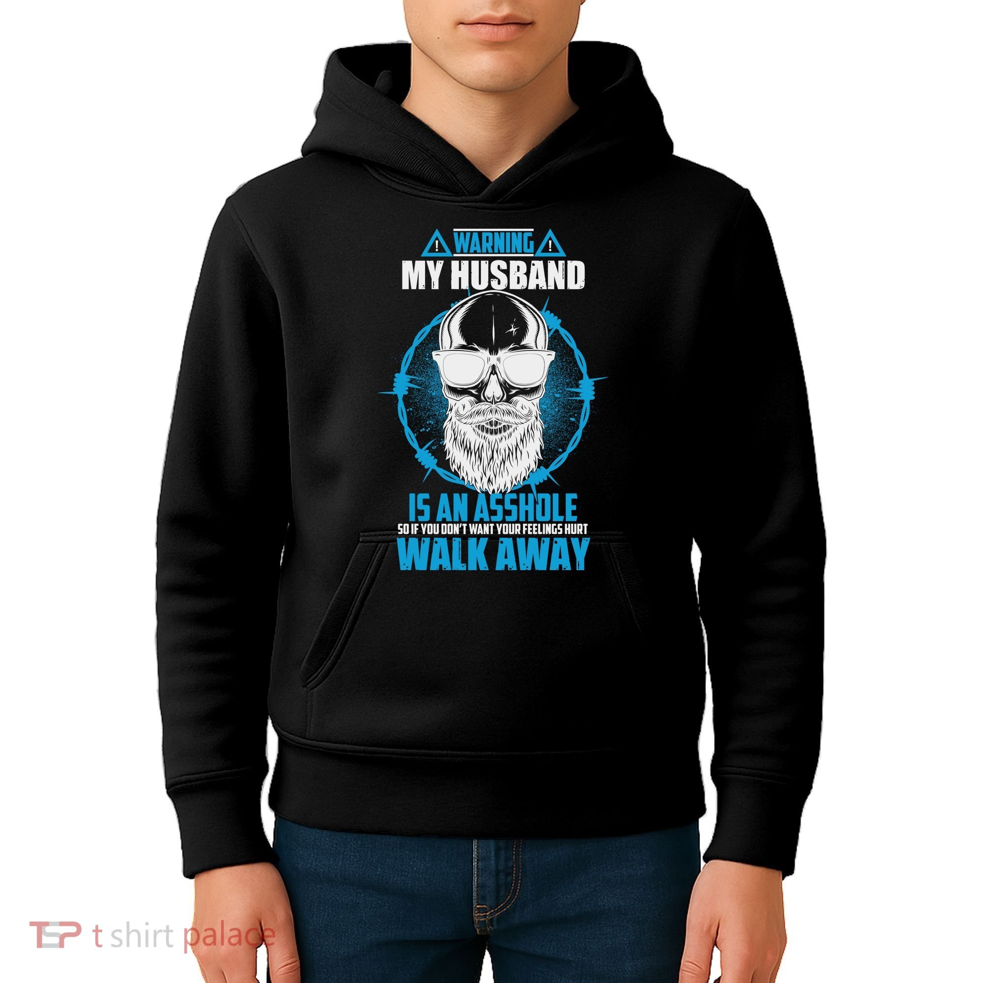 Warning My Husband Is An Asshole Walk Away Kids Hoodie