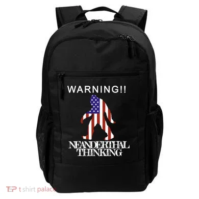 Warning Neanderthal Thinking Bigfoot Backpack