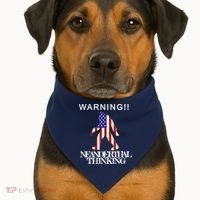 Warning Neanderthal Thinking Bigfoot USA-Made Doggie Bandana thumb 1