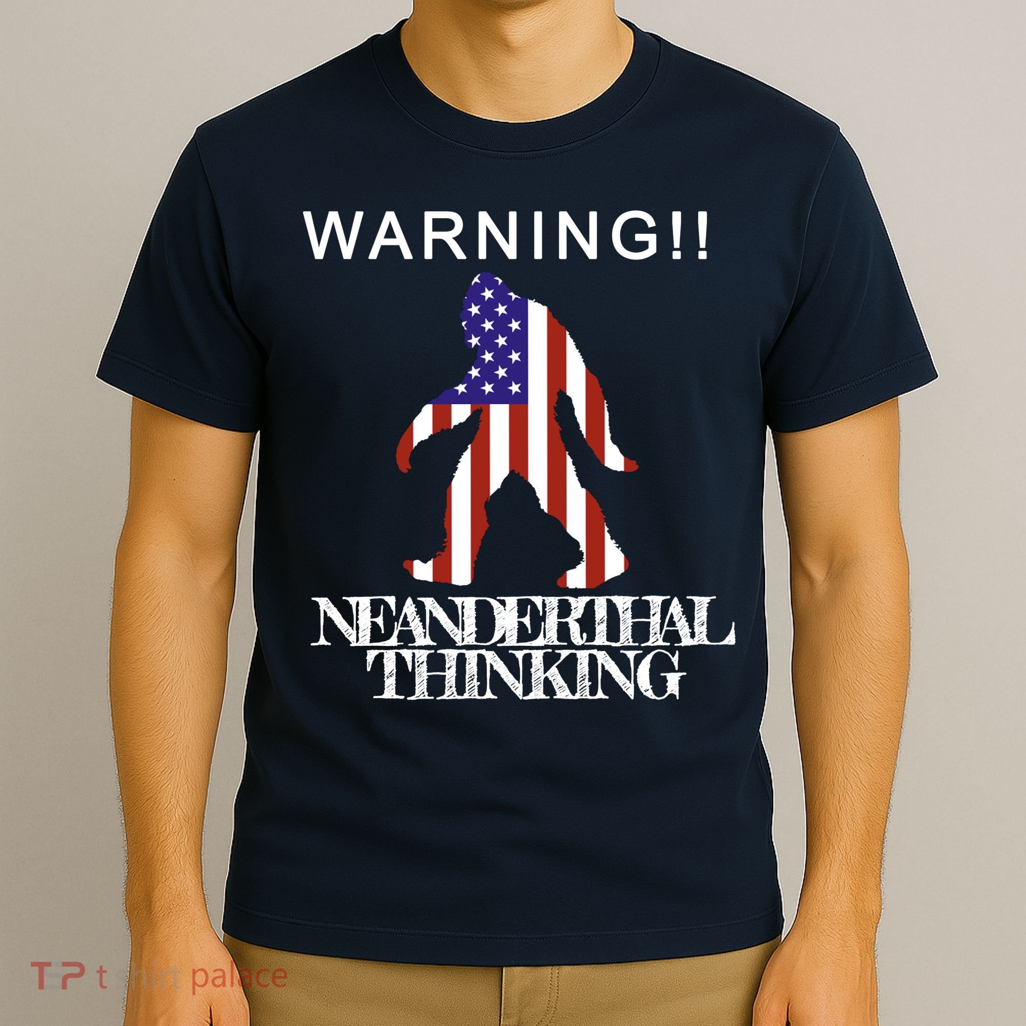 Warning Neanderthal Thinking Bigfoot T-Shirt