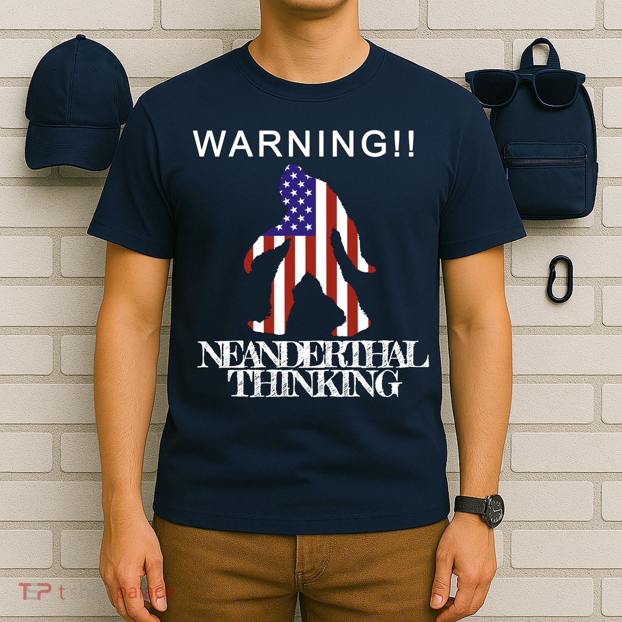 Warning Neanderthal Thinking Bigfoot T-Shirt