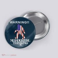 Warning Neanderthal Thinking Bigfoot Button thumb 0