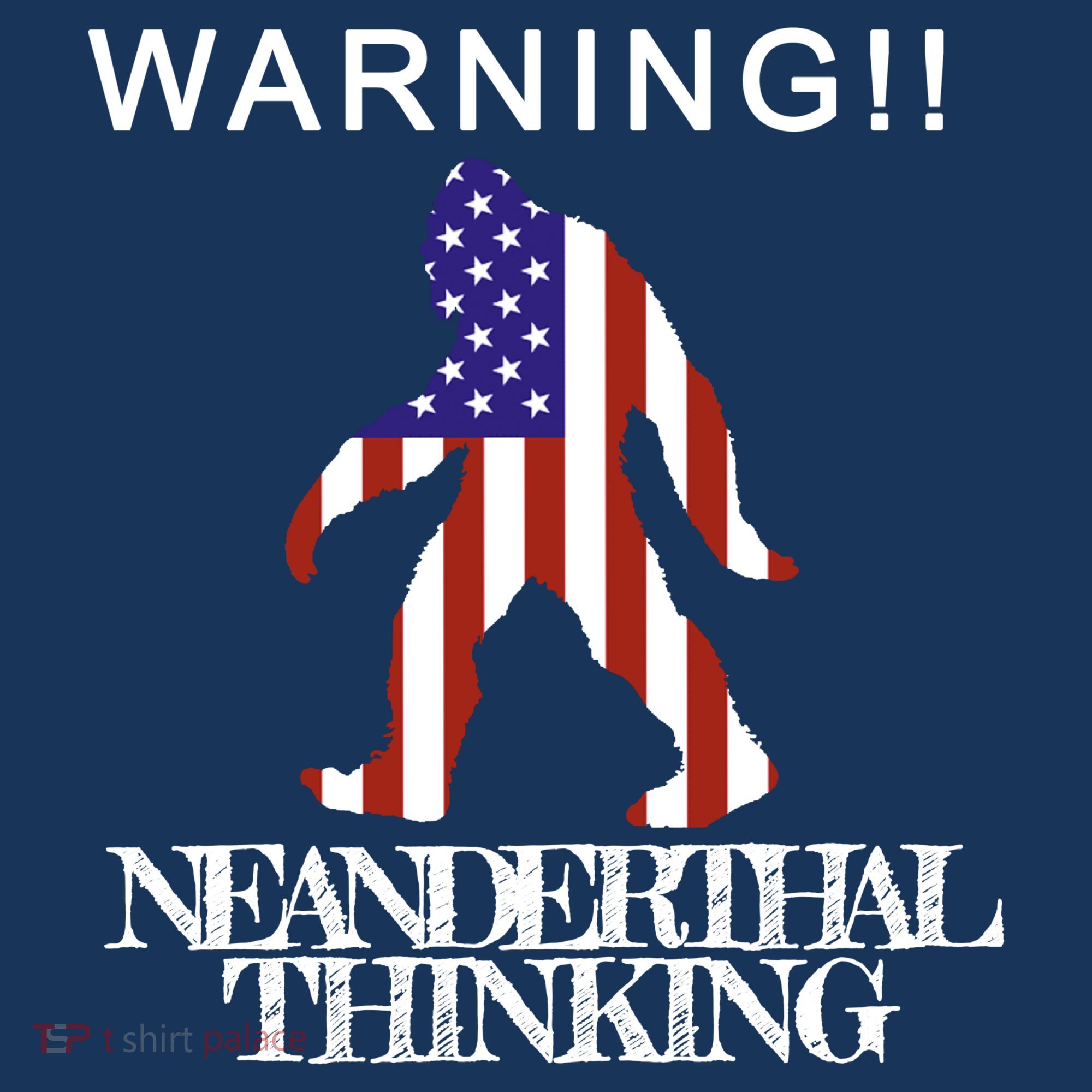 Warning Neanderthal Thinking Bigfoot Button