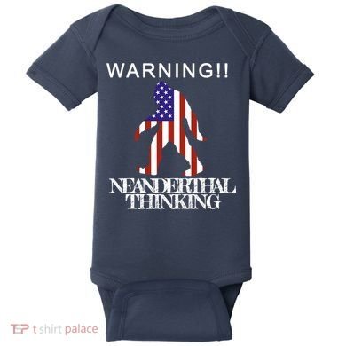 Warning Neanderthal Thinking Bigfoot Baby Bodysuit