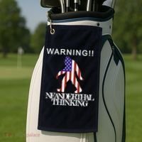 Warning Neanderthal Thinking Bigfoot Golf Towel thumb 2