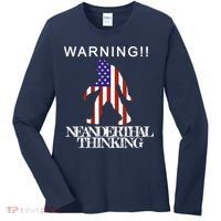 Warning Neanderthal Thinking Bigfoot Women's Long Sleeve Shirt thumb 0