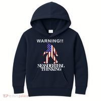 Warning Neanderthal Thinking Bigfoot Kids Hoodie thumb 0