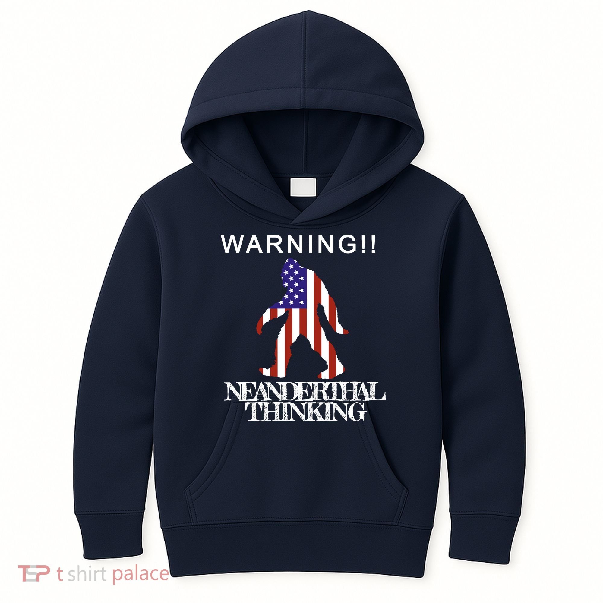 Warning Neanderthal Thinking Bigfoot Kids Hoodie