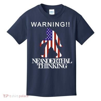 Warning Neanderthal Thinking Bigfoot Kids T-Shirt