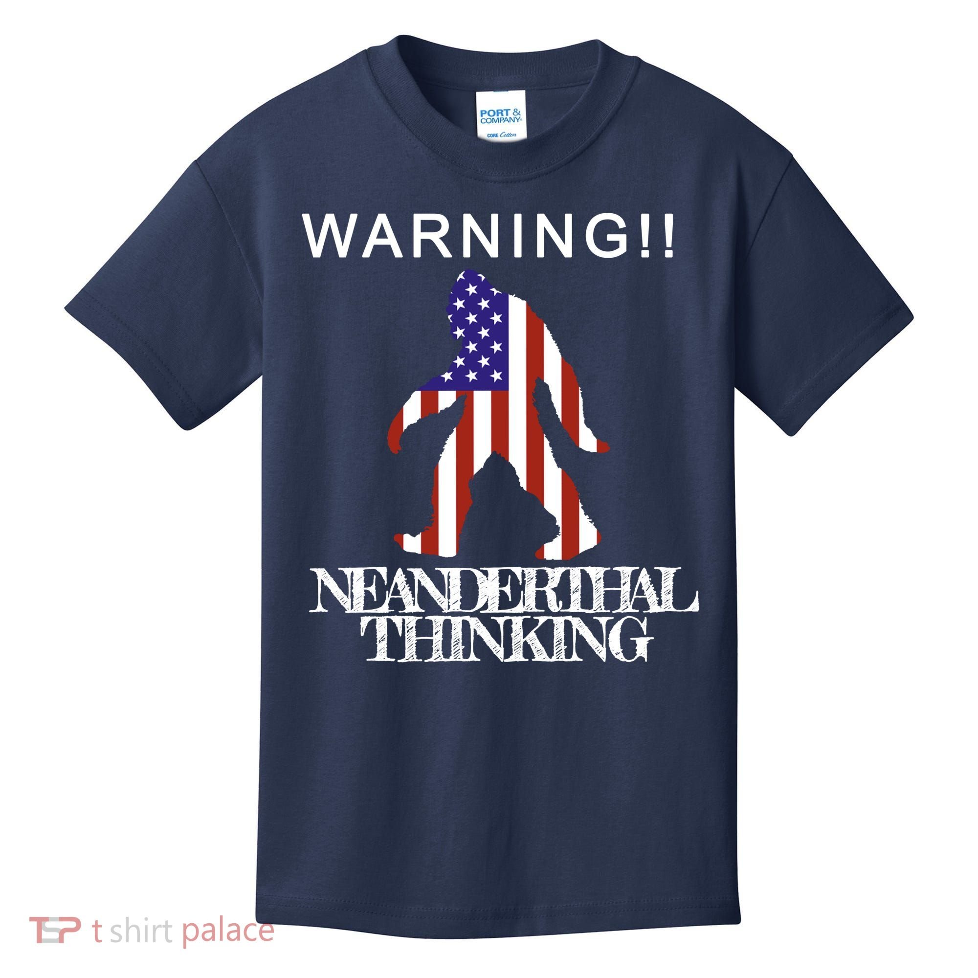 Warning Neanderthal Thinking Bigfoot Kids T-Shirt
