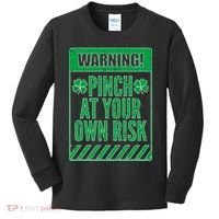 Warning Pinch At Your Own Risk Kids Long Sleeve Shirt thumb 0