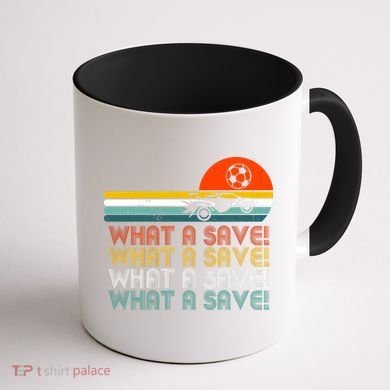 What A Save Vintage Retro Rocket Soccer Car League Coffee Mug back