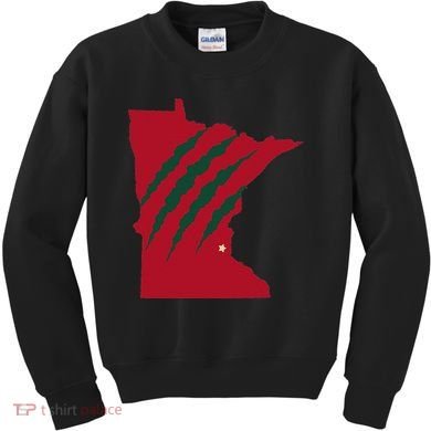 Wild Animal Scratches Through Minnesota Kids Sweatshirt