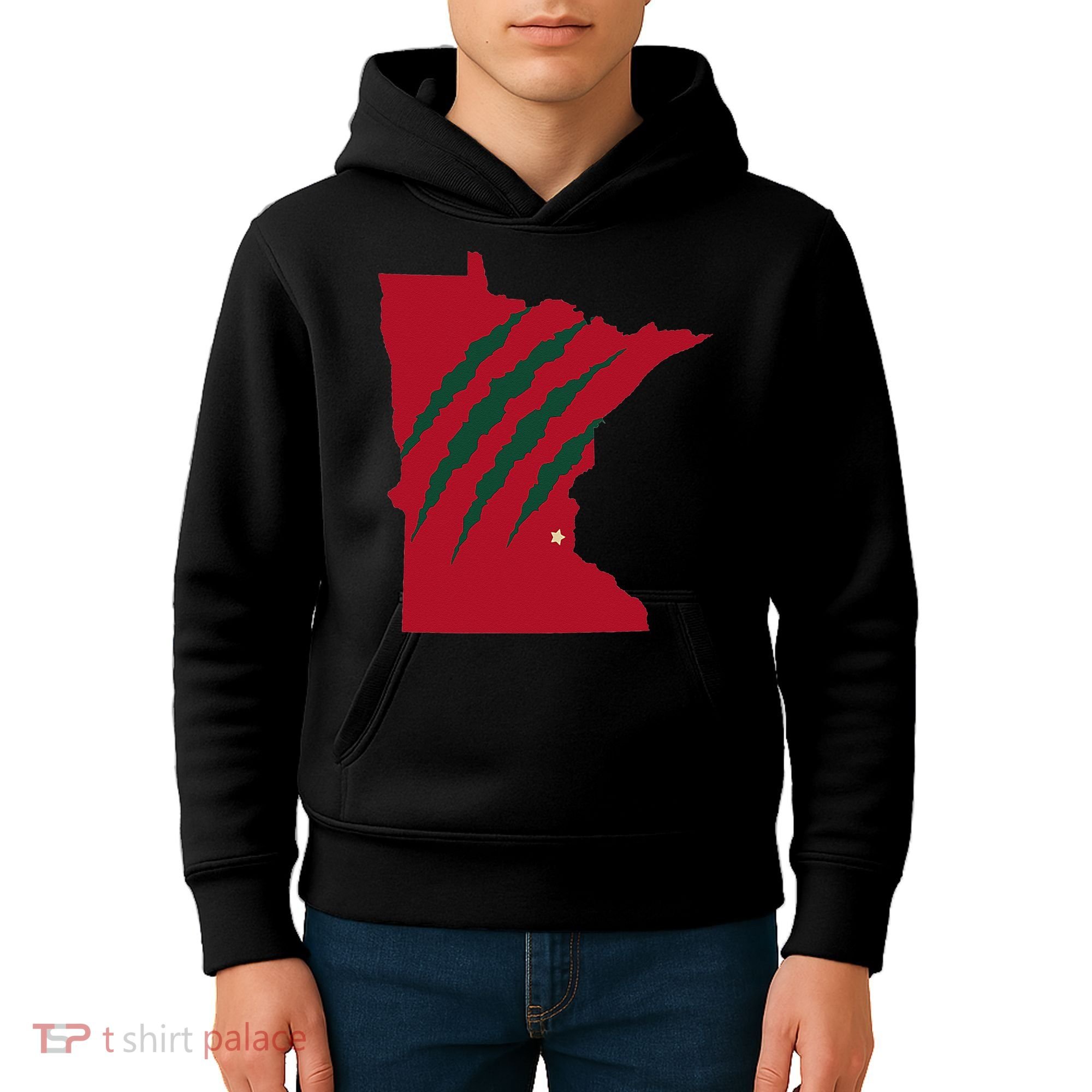 Wild Animal Scratches Through Minnesota Kids Hoodie