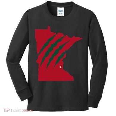 Wild Animal Scratches Through Minnesota Kids Long Sleeve Shirt