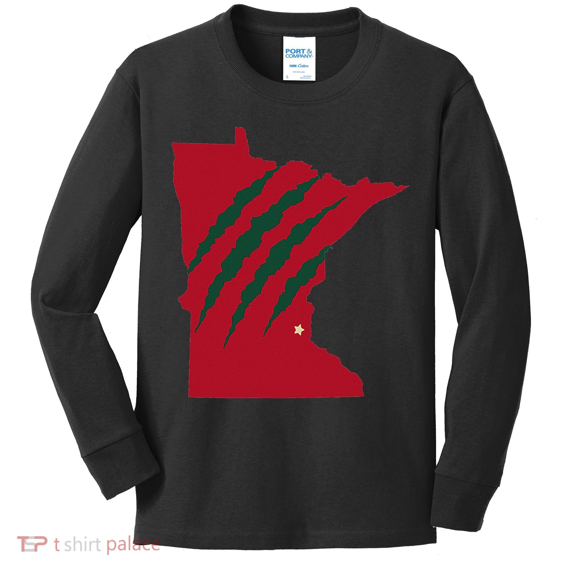 Wild Animal Scratches Through Minnesota Kids Long Sleeve Shirt