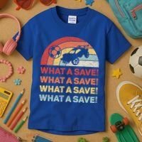 What A Save Rocket Soccer Car League Kids T-Shirt thumb 3