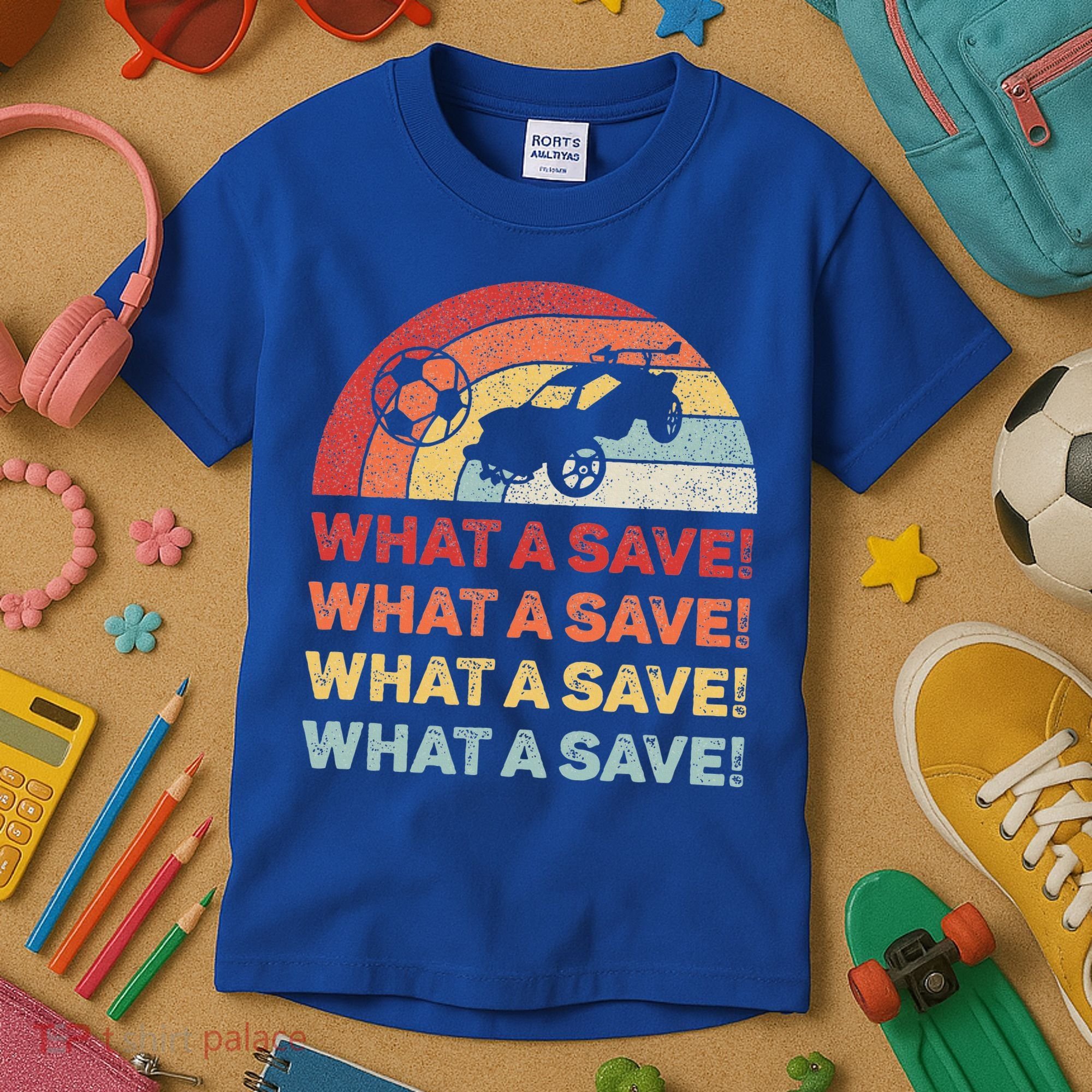 What A Save Rocket Soccer Car League Kids T-Shirt