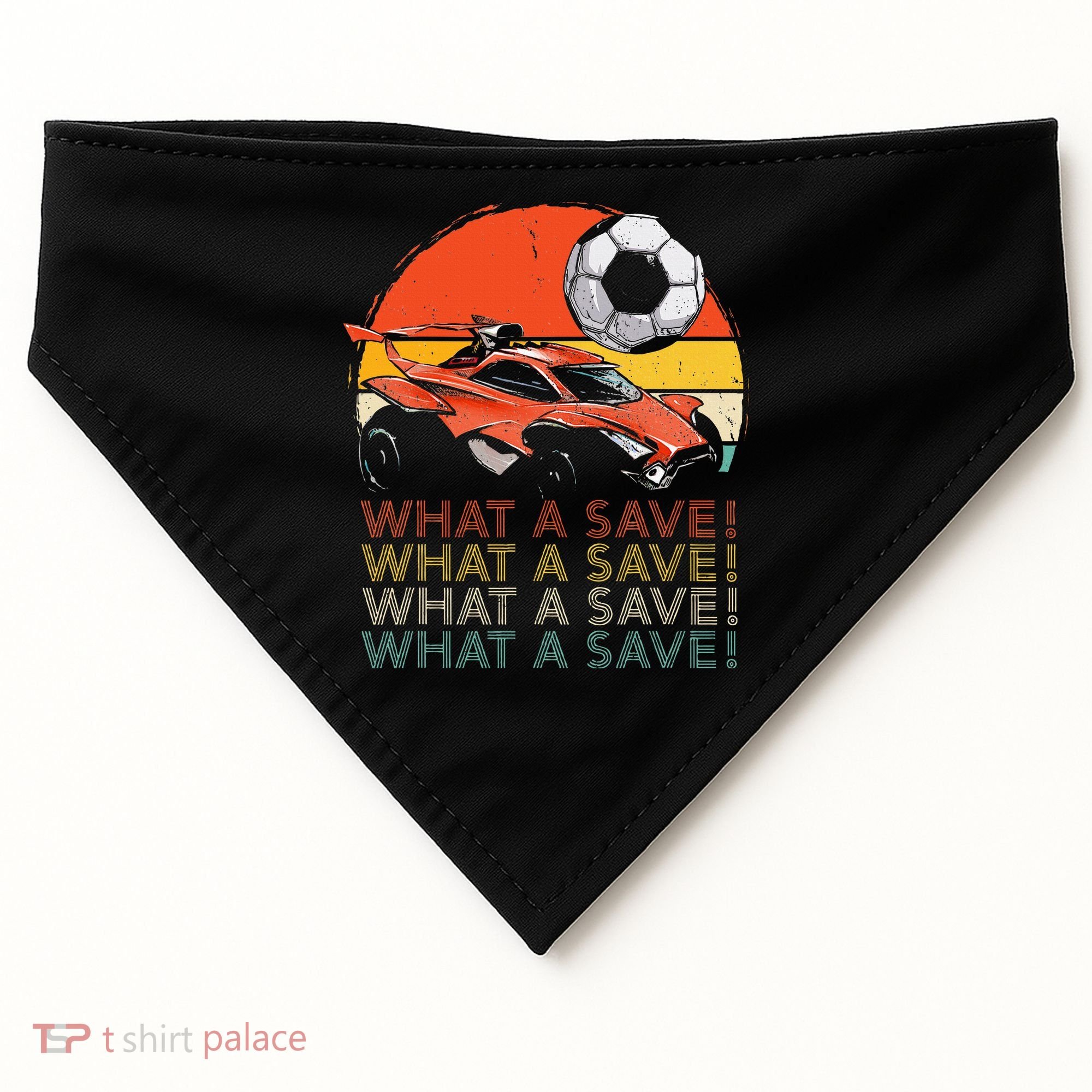 What A Save Retro Rocket Soccer Car USA-Made Doggie Bandana