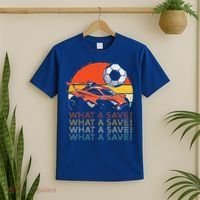 What A Save Retro Rocket Soccer Car T-Shirt thumb 2