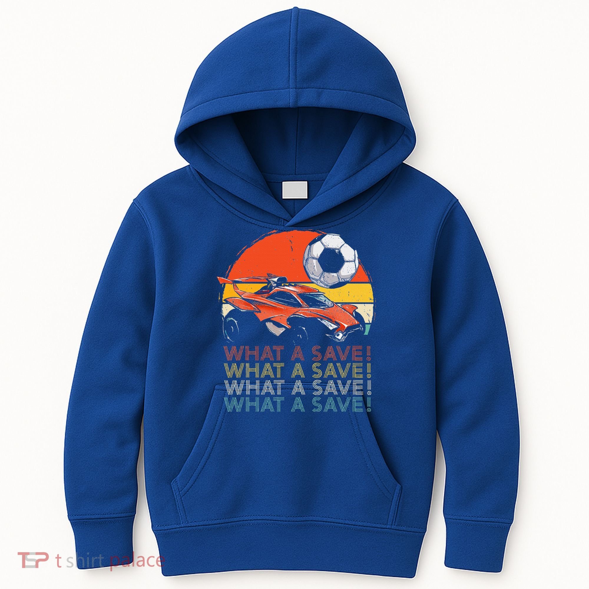 What A Save Retro Rocket Soccer Car Kids Hoodie