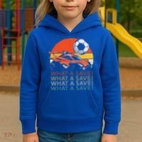 What A Save Retro Rocket Soccer Car Kids Hoodie thumb 3
