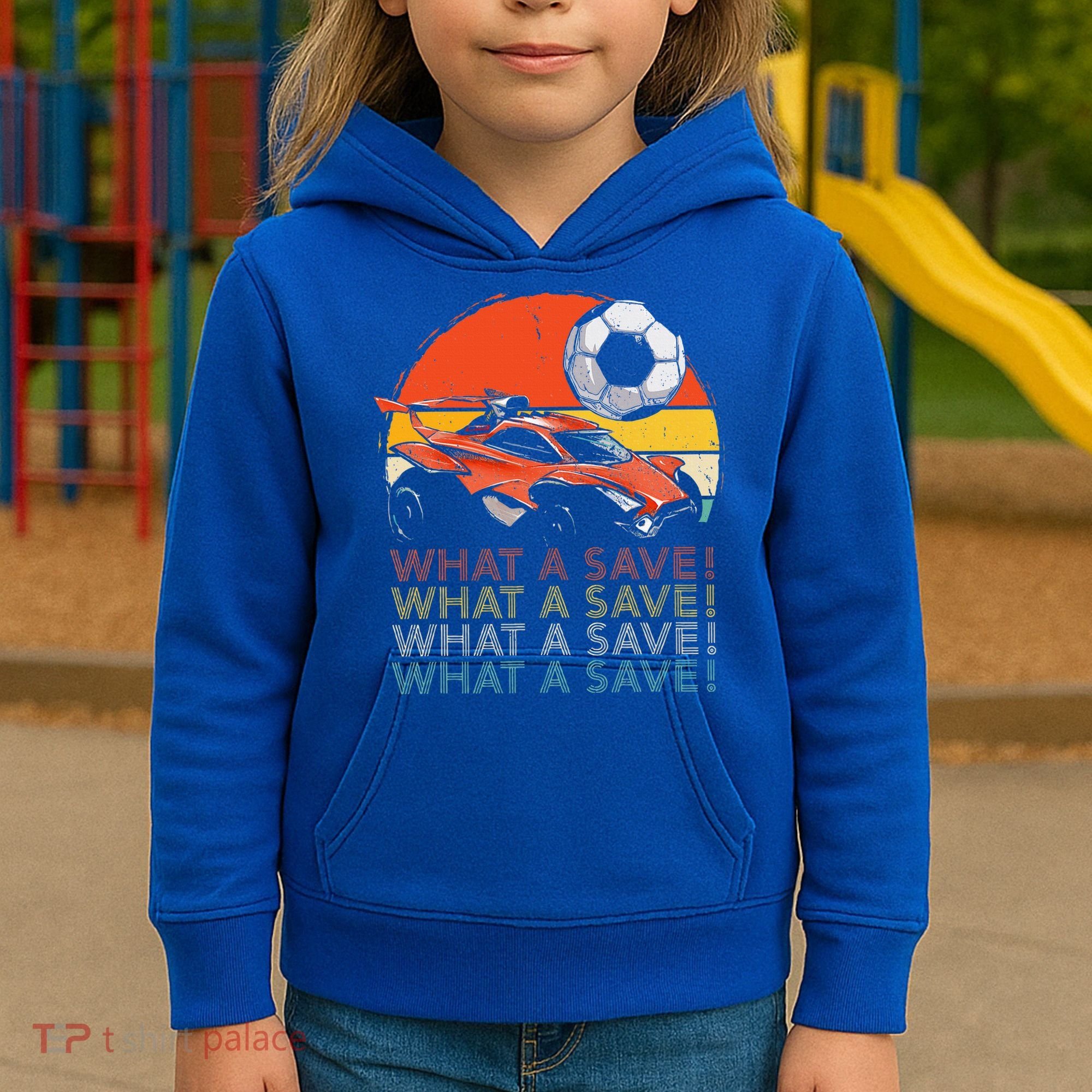 What A Save Retro Rocket Soccer Car Kids Hoodie