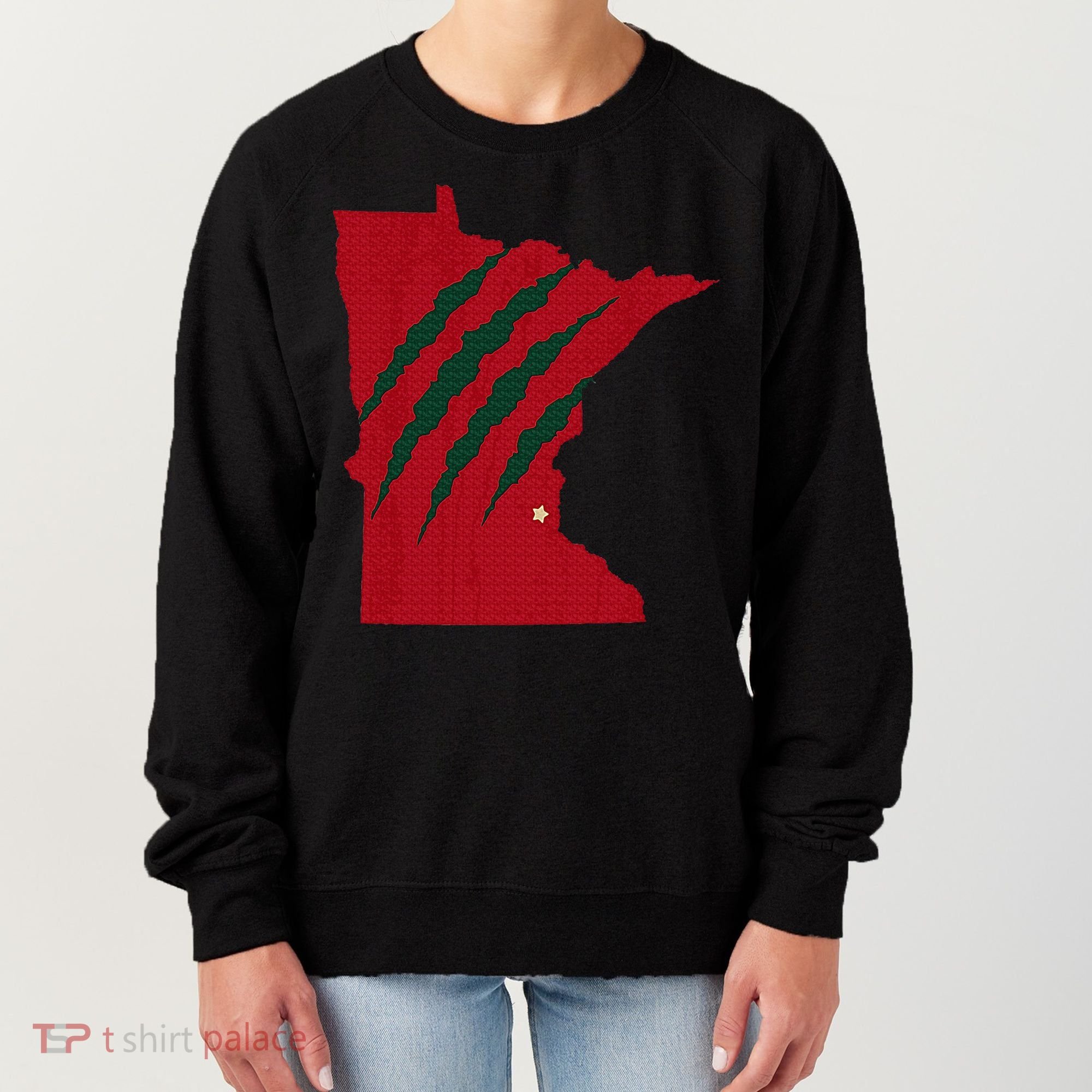 Wild Animal Scratches Through Minnesota Women's Sweatshirt