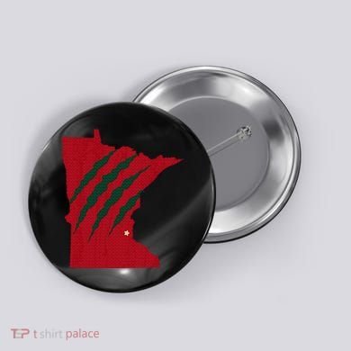 Wild Animal Scratches Through Minnesota Button
