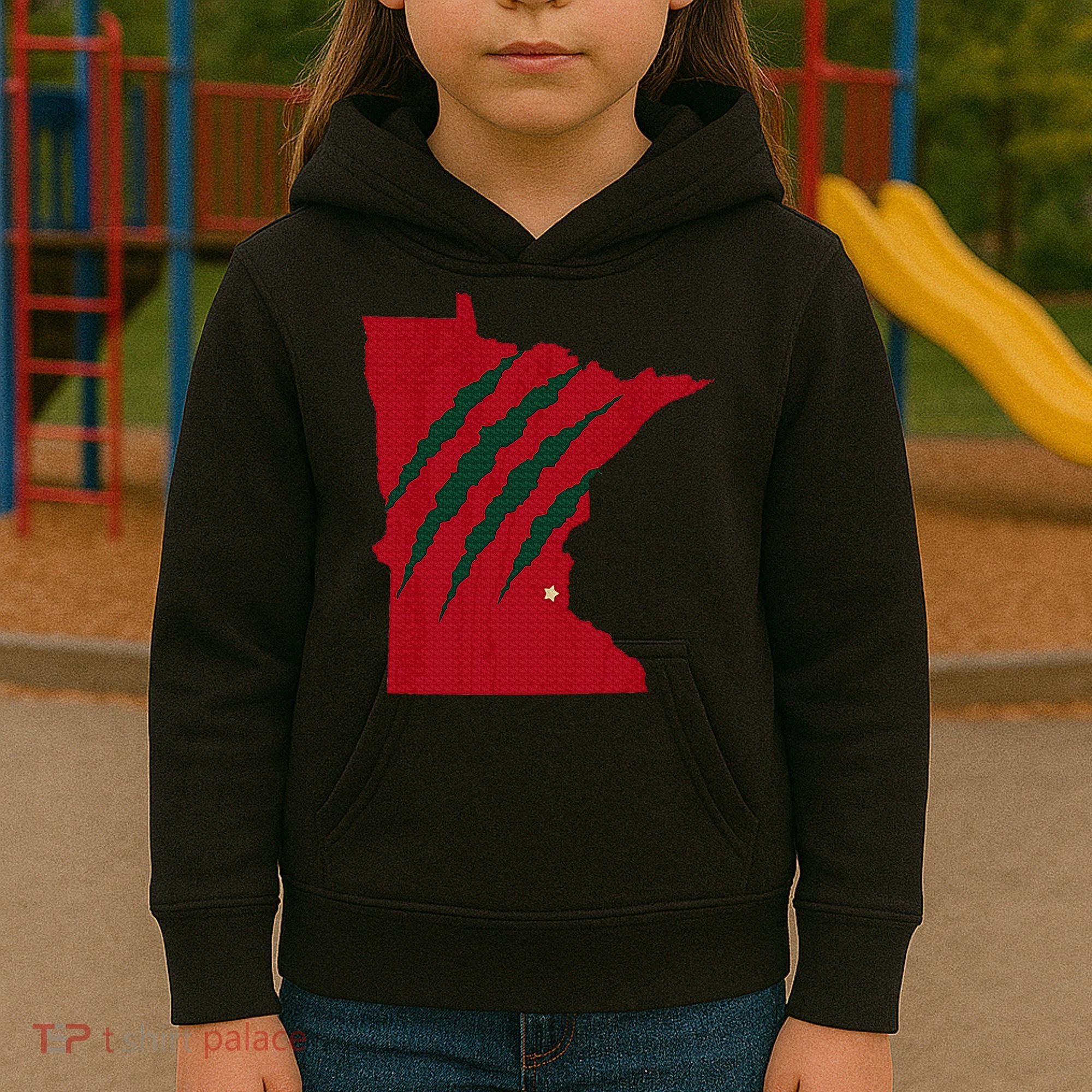 Wild Animal Scratches Through Minnesota Kids Hoodie