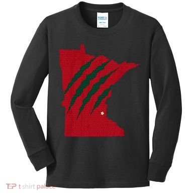 Wild Animal Scratches Through Minnesota Kids Long Sleeve Shirt