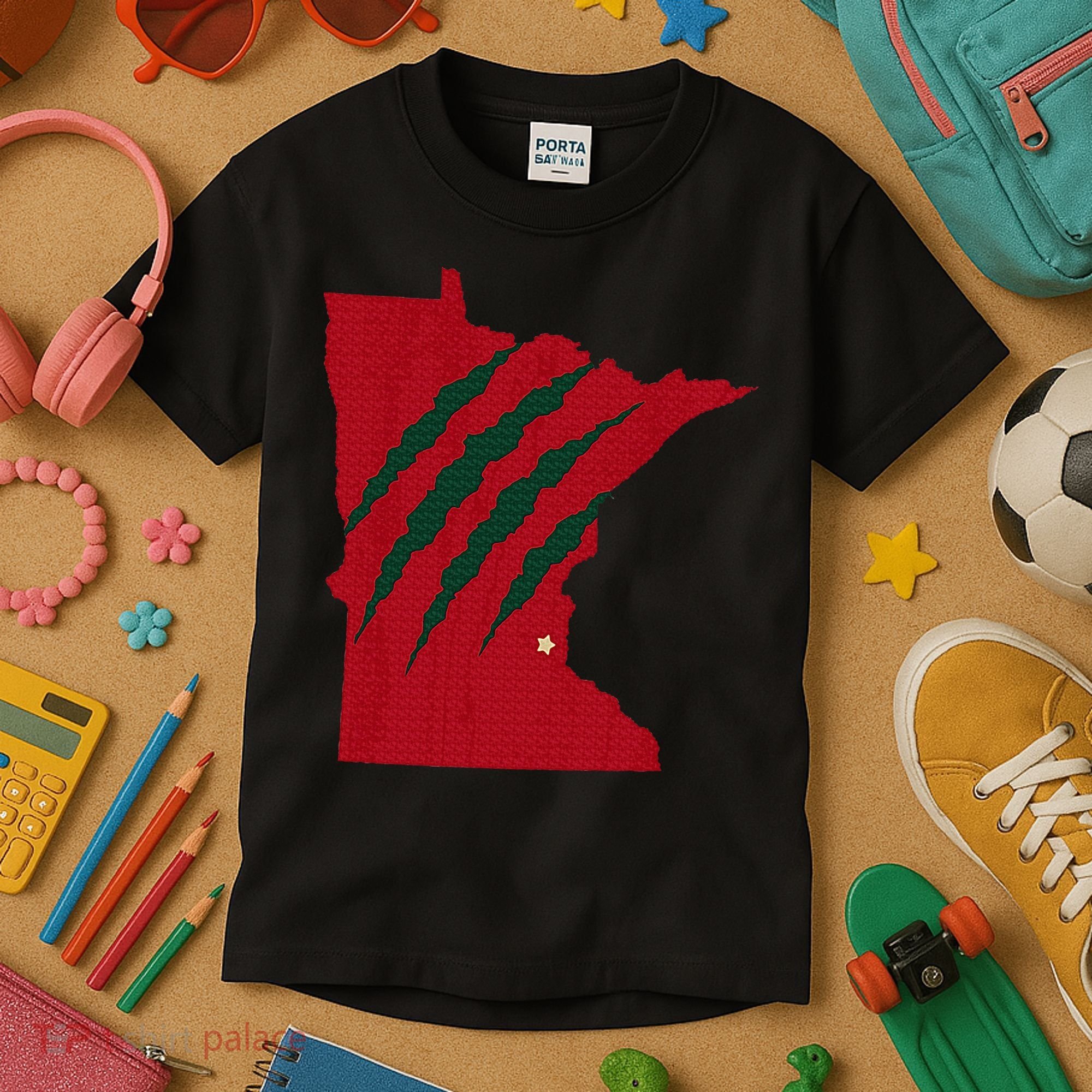 Wild Animal Scratches Through Minnesota Kids T-Shirt
