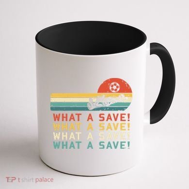 What A Save Vintage Retro Rocket Soccer Car League Coffee Mug back
