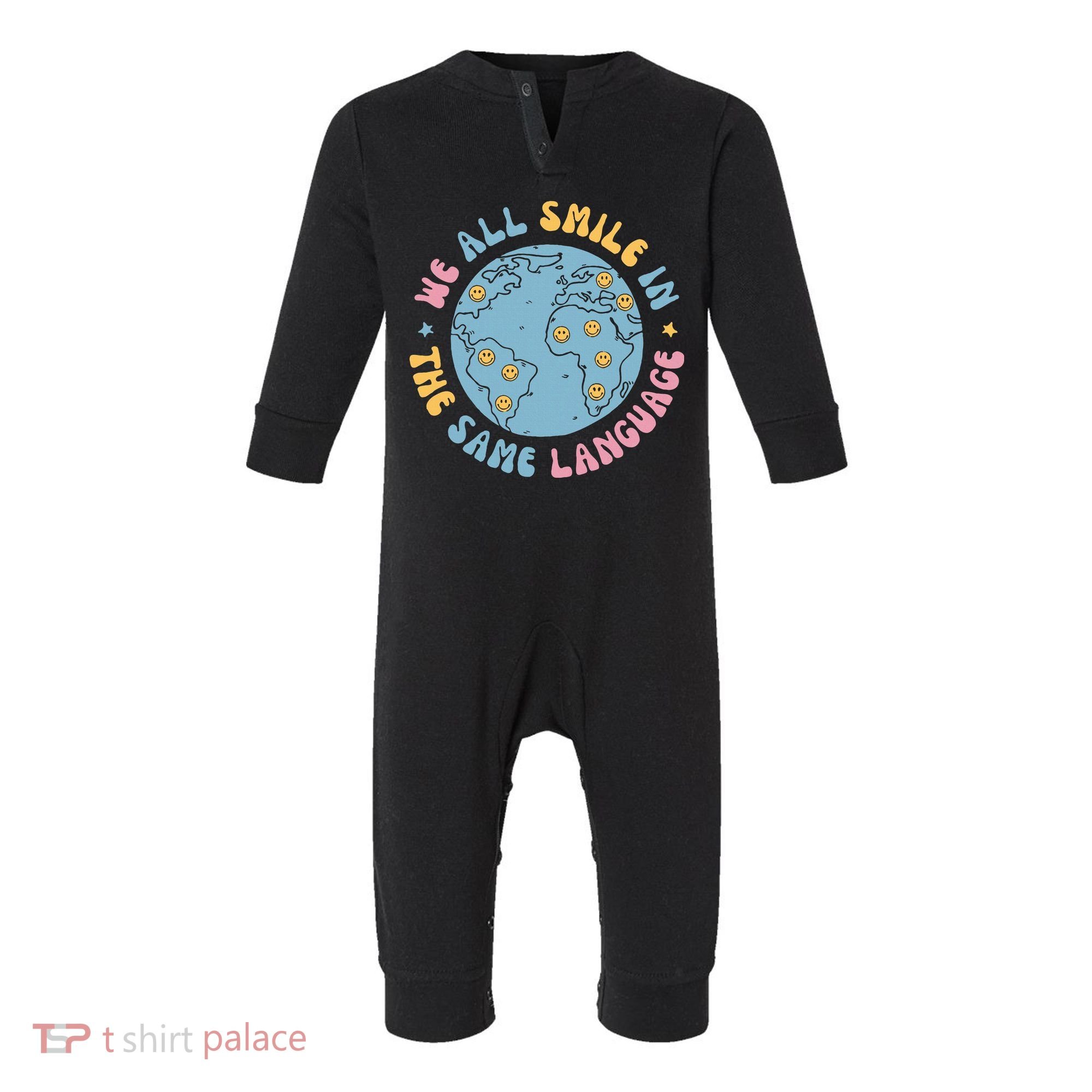 We All Smile In The Same Language Funny Esl Teacher Infant Fleece One Piece