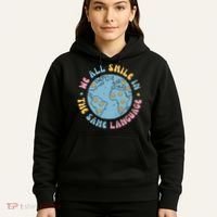 We All Smile In The Same Language Funny Esl Teacher Hoodie thumb 5