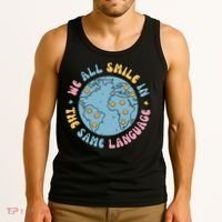 We All Smile In The Same Language Funny Esl Teacher Tank Top thumb 3