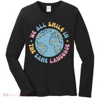 We All Smile In The Same Language Funny Esl Teacher Women's Long Sleeve Shirt thumb 0