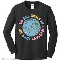 We All Smile In The Same Language Funny Esl Teacher Kids Long Sleeve Shirt thumb 0