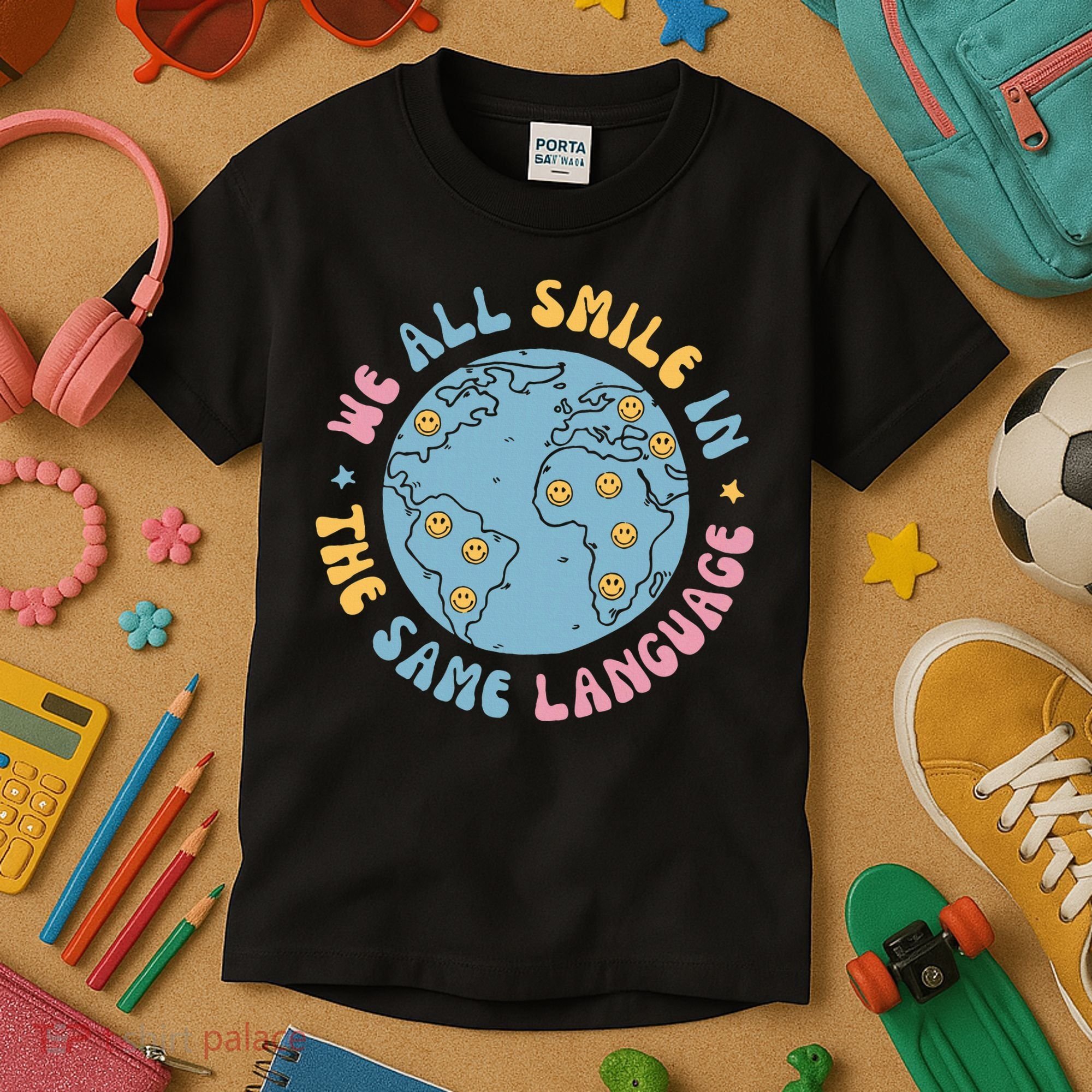 We All Smile In The Same Language Funny Esl Teacher Kids T-Shirt