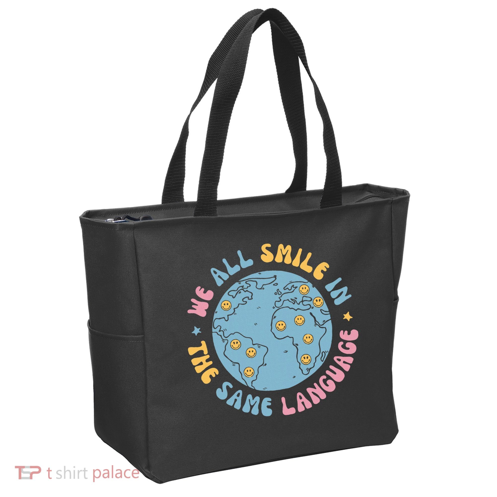 We All Smile In The Same Language Funny Esl Teacher Tote Bag