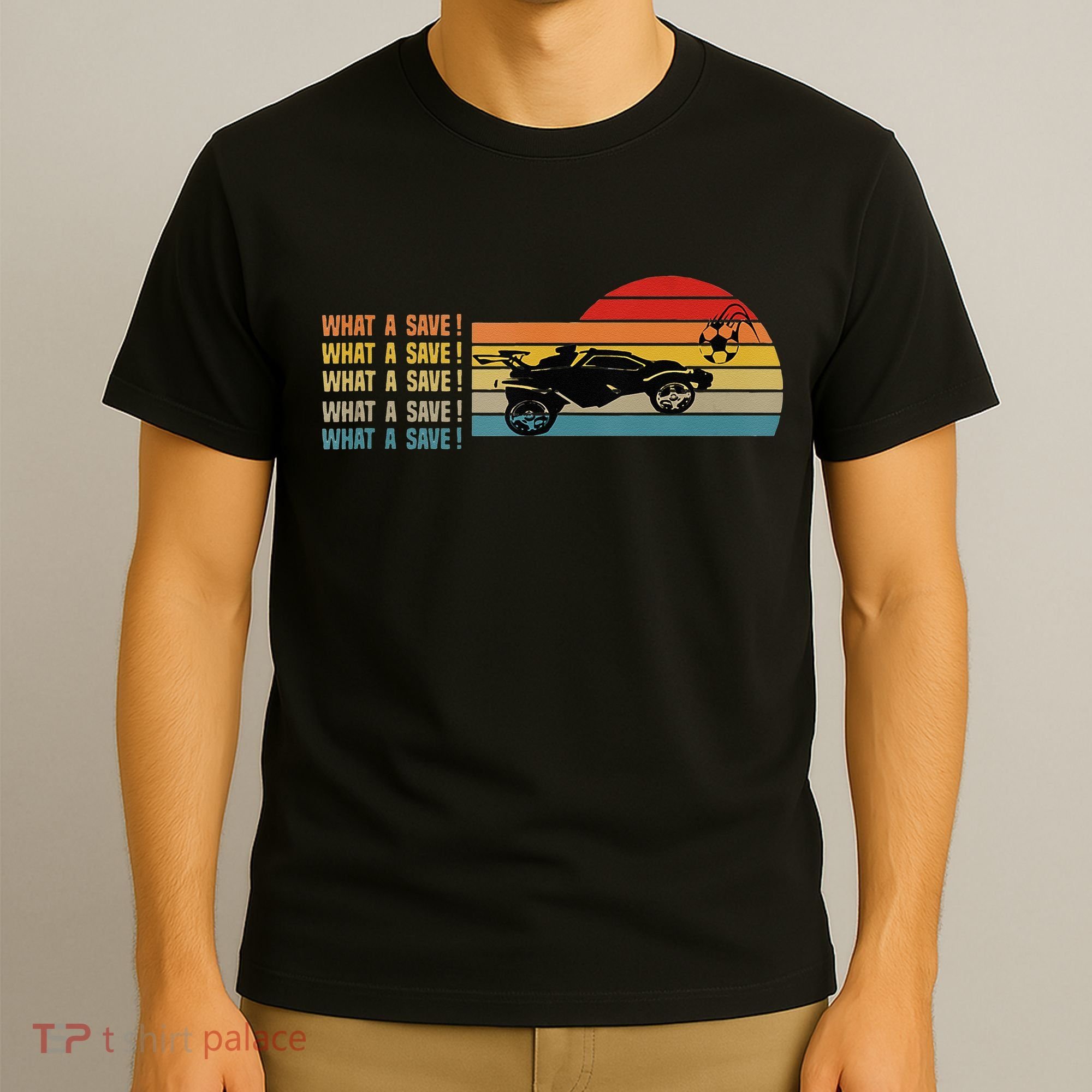 What A Save Vintage Retro Rocket Soccer Car League T-Shirt
