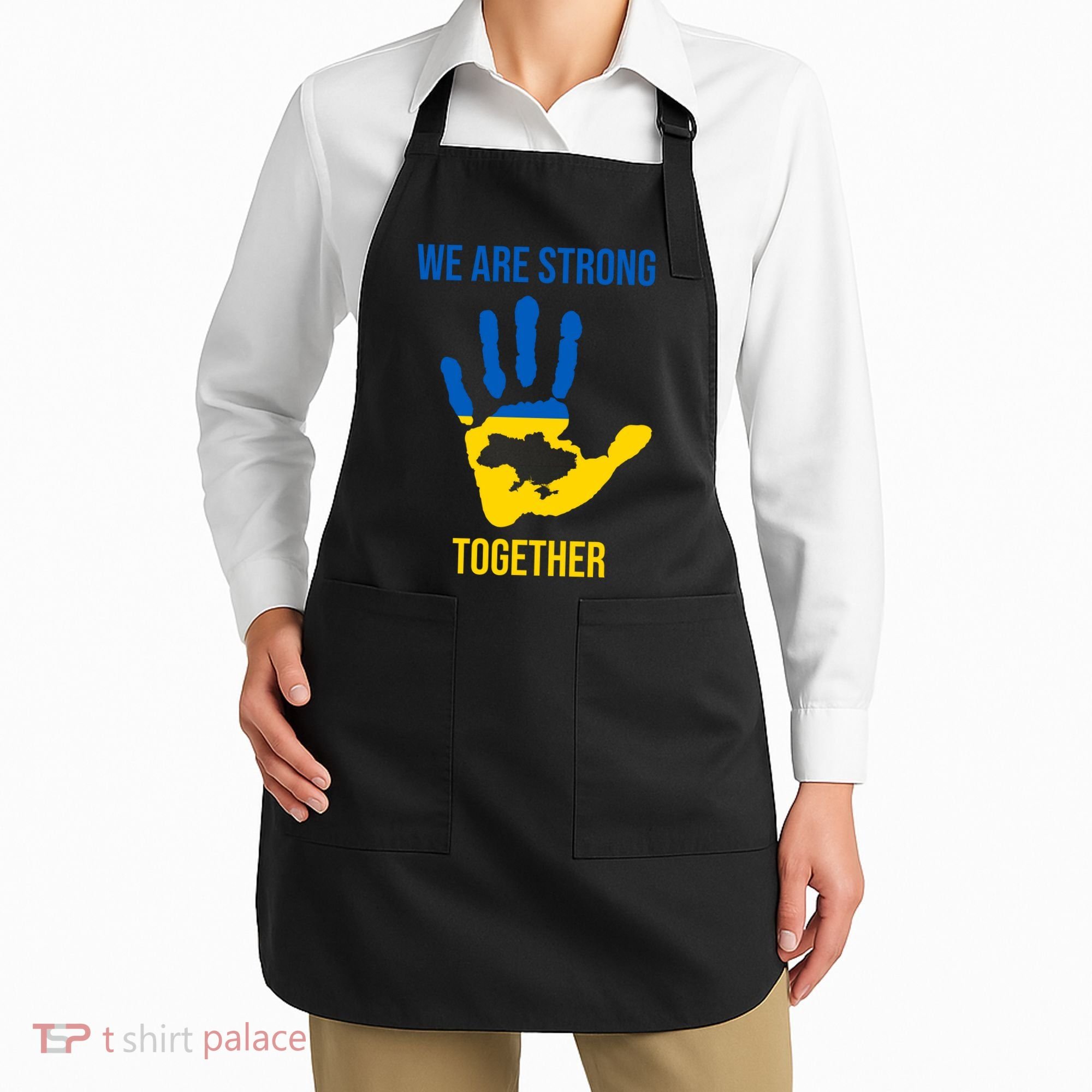 We Are Strong Together Ukraine Hand Print Apron