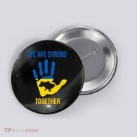 We Are Strong Together Ukraine Hand Print Button thumb 0