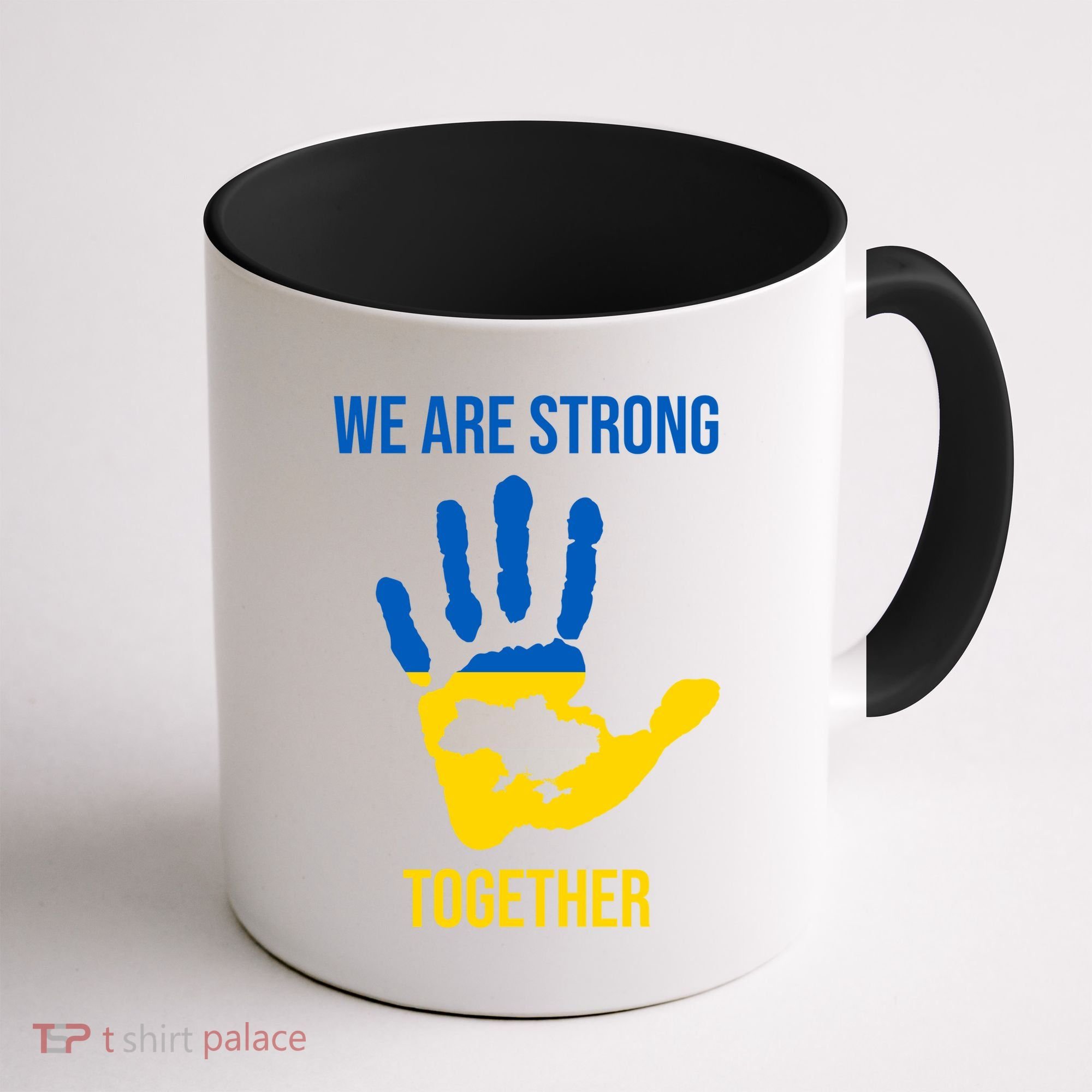 We Are Strong Together Ukraine Hand Print Coffee Mug