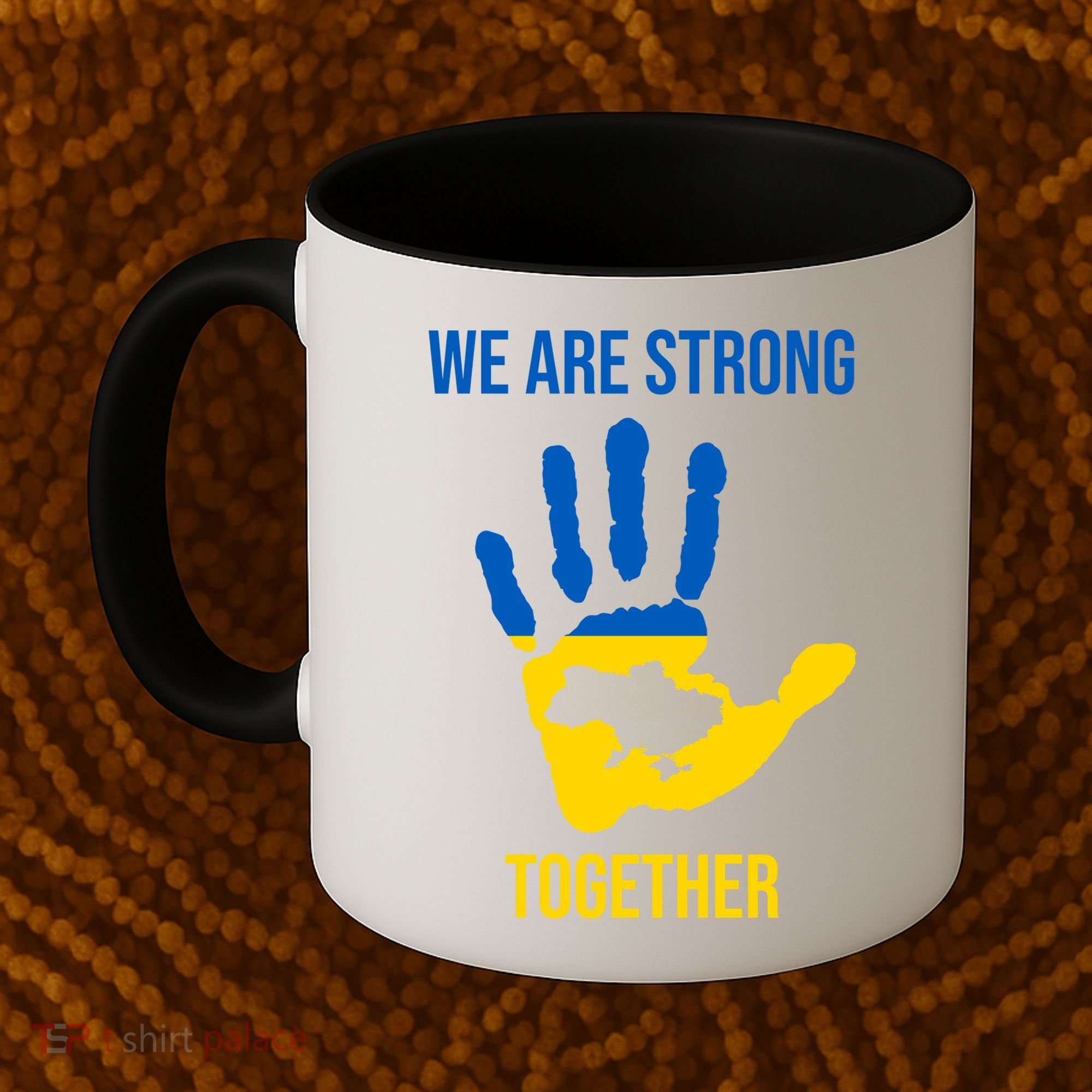 We Are Strong Together Ukraine Hand Print Coffee Mug